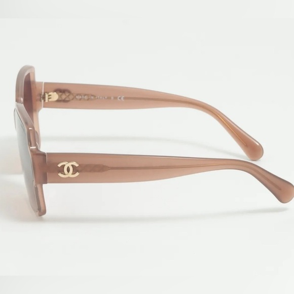 Chanel Coco Mark CC Beige Sunglasses With Gold Logo On Temples 5385-A - Picture 3 of 5